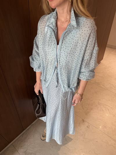 Kolları & Beli Lastikli , Bebe Mavisi , Premium Puantiyeli Takım