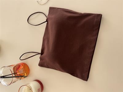 İçi Pedli , Likralı , İnce Askılı , Acı Kahve Crop Bluz