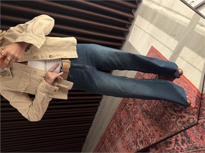 Süet Kemerli , Likralı Blue Jean