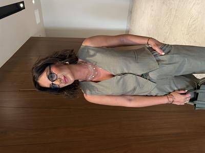 Gizli Düğmeli , Premium , Haki Keten Takım