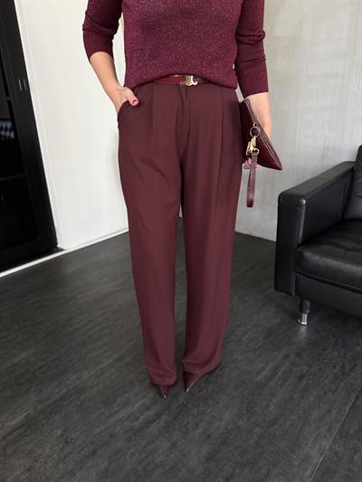 Özel Dokulu , Bordo Palazzo Pantolon