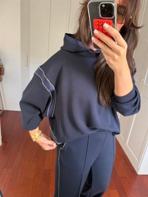 Lacivert , Orijinal Model, Taş Biyeli Premium Modal Eşofman Takımı