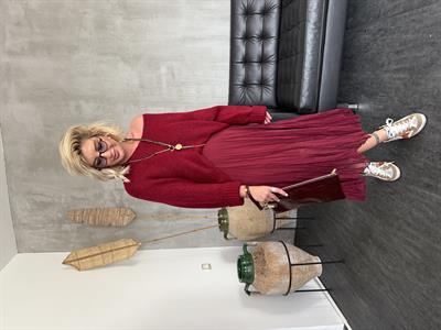 Buruşuk Model , İçi Astarlı , Bordo Midi Etek