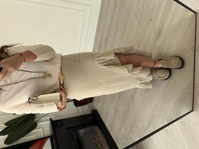 Bej , Müslin Kumaş , Yırtmaçlı Etek