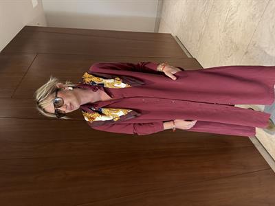 Kemerli , Tencel Modal , Bordo , Gömlek Elbise