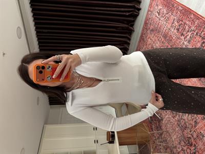 Polo Yaka Fermuarlı , Beyaz Body