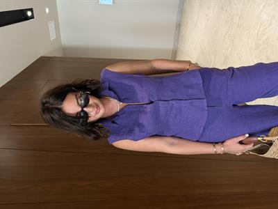 %100 İthal Keten , Premium , Mor Gömlek Takım