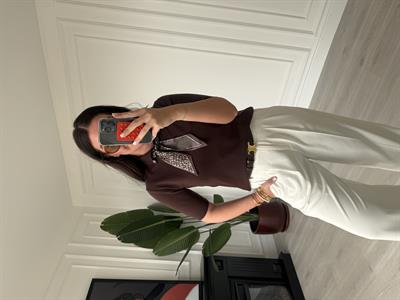 Özel İplik , Polo Yaka , Fularlı , Acıkahve Triko