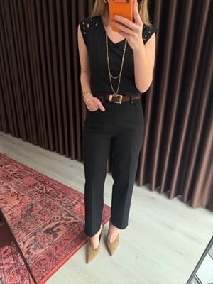 Acı Kahve Kemerli , Siyah Baggy Jean