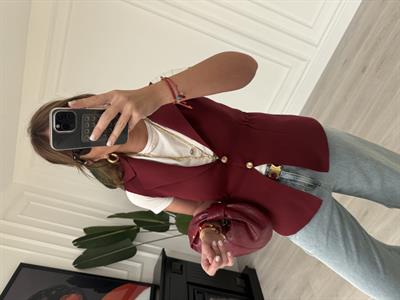 Orijinal Model , Gold Düğmeli , Çelik Örme , Bordo Yelek