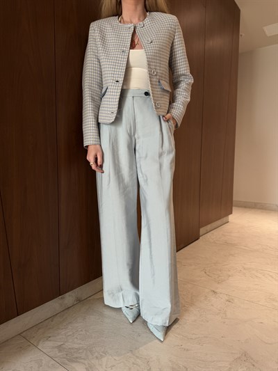 Orijinal Marka Buz Mavisi Tencel Palazzo Pantalon