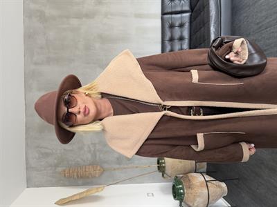 Teddy Astarlı , Geniş Yaka , Kahve Süet Kaban