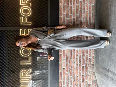 Oysh Model , Çift Fermuarlı , Gri Triko Takım