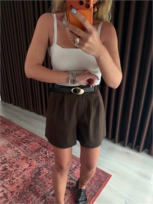 Kemerli, Şehir Boy Acıkahve Şort
