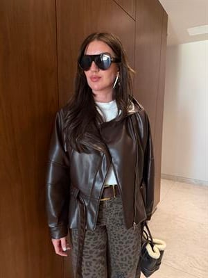 Kuşaklı , Acıkahve , Premium Deri Ceket