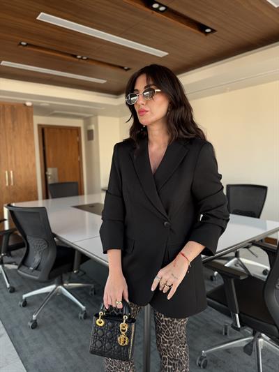 Çift Düğmeli , Kruvaze , Siyah , Premium Blazer Ceket
