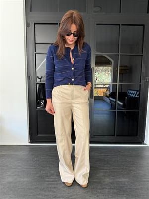 İçi Süet , Bej , Deri Palazzo Pantolon