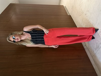 Kırmızı , Yumuşacık Tencel Jean Pantolon