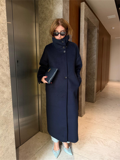 Orijinal Model , Lacivert , Premium Kaşe Kaban