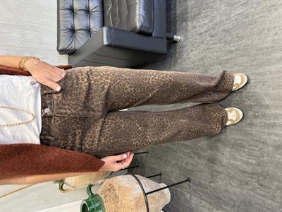 Gabardin Kumaş , Leopar Desenli , Palazzo Pantolon