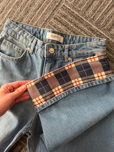 Orijinal Marka , Paçası Ekoseli , Jean Pantolon