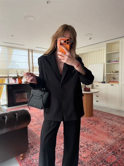 Premium Tencel Kumaş , Siyah Blazer Ceket