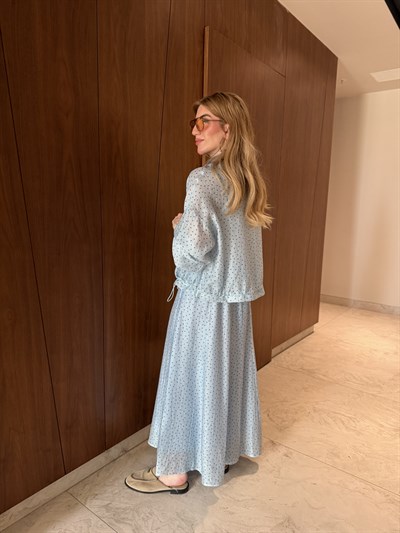 Kolları & Beli Lastikli , Bebe Mavisi , Premium Puantiyeli Takım