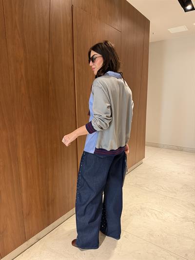 Metal Zımbalı , Lacivert Mom Jean