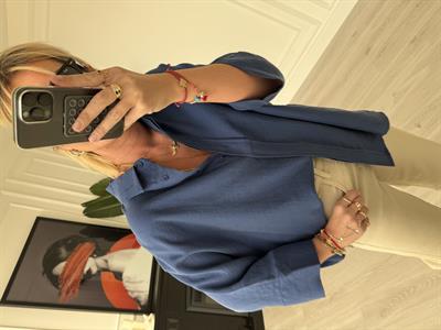 Tiril Dokuda , Lacivert , Yarasa Kol , Premium Kalite Gömlek