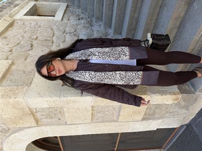 Şal Aksesuarlı , Acı Kahve , Kapitone Mont