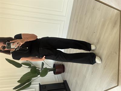 Orijinal Marka , Özel Teknik Kumaş , Siyah Palazzo Pantolon