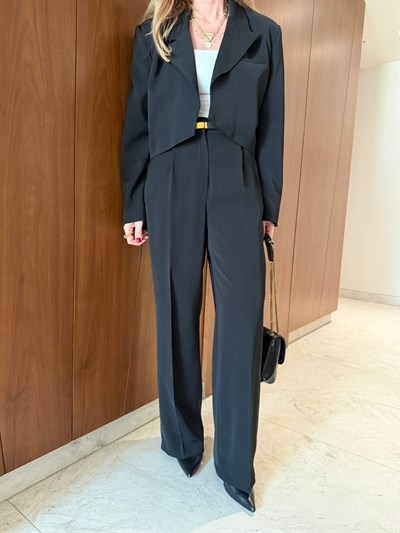 Siyah , Tencel Krep , Palazzo Pantolon