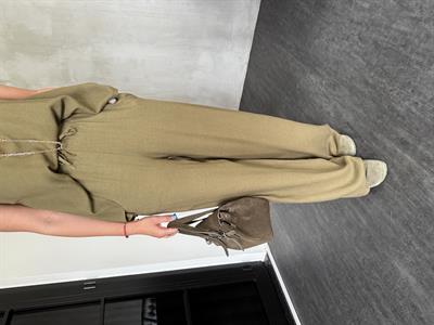 Haki , Beli Lastikli , Tencel Keten , Palazzo Pantolon