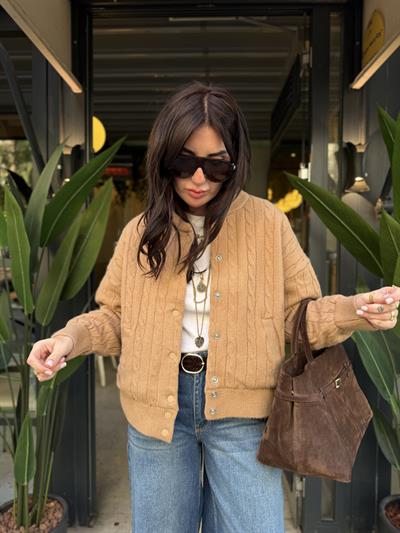 Orijinal Model , Saç Örügülü , Premium Yün , Camel Ceket