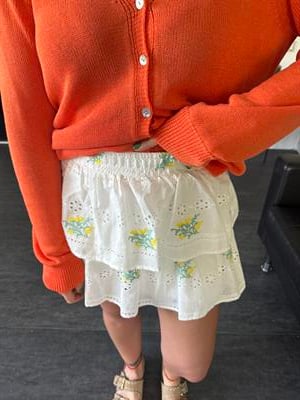 Sarı Çiçek İşlemeli , Fistolu Etek