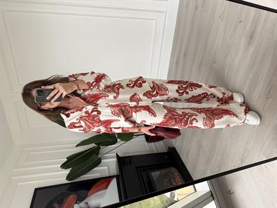 Bordo Desenli , Gömlek & Pantolon , Premium Tiril Takım