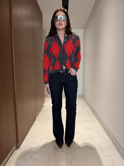 Likralı Koyu Lacivert İspanyol Paça Jean Pantolon 