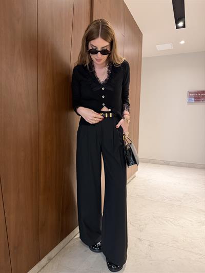 Yumuşacık Dokulu , Siyah Palazzo Pantolon