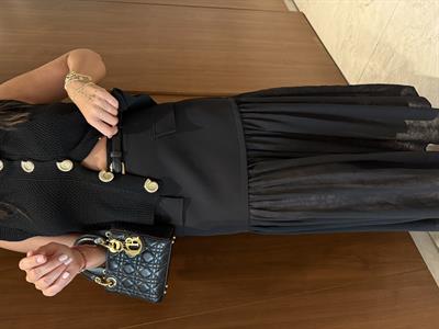 Orijinal Model, Kemerli, Altı Şifon Detaylı Siyah Etek