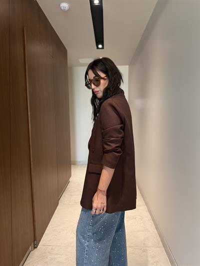 Çift Düğmeli , Kruvaze , Acı Kahve , Premium Blazer Ceket