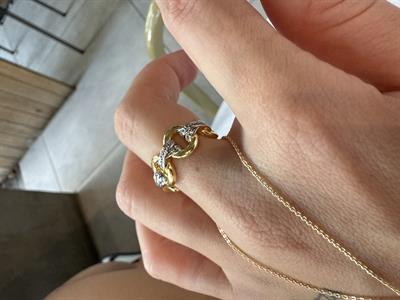 Zirkon Taşlı , Gold , Zincir Bağlı Yüzük