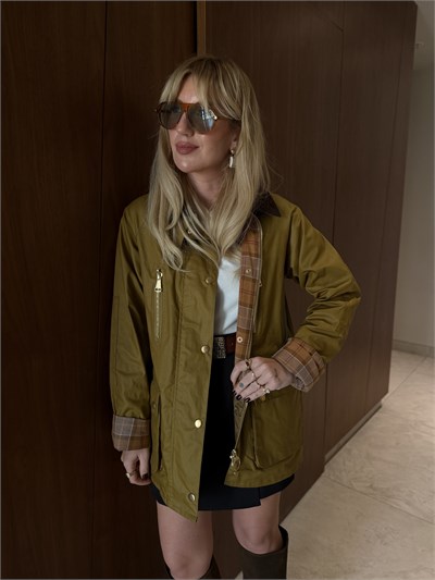 Orijinal Model , Yağlı Dokuda , Çift Cepli , Premium Yağ Yeşili Mont