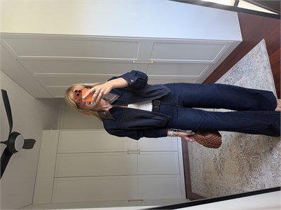 Orijinal Model, Derii Yakalı, Poplin Mix Ceket & Pantalon Jean Takım