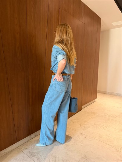 Kemerli , Yumuşacık , Tencel , Mavi Jean Tulum