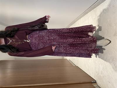 Bordo , Şal Desenli Etek