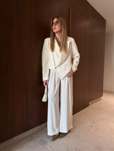 Orijinal Model , Ekru , Kruvaze Ceket & Pantolon Takım