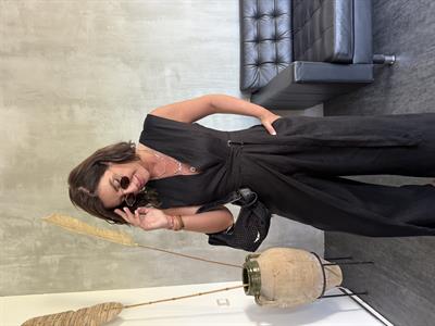 Premium Seri İthal Keten Siyah Tulum