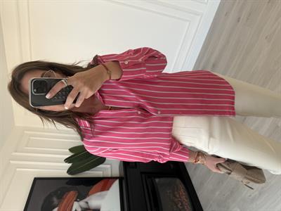 Mavi & Beyaz Çizgili , Pembe Poplin Gömlek