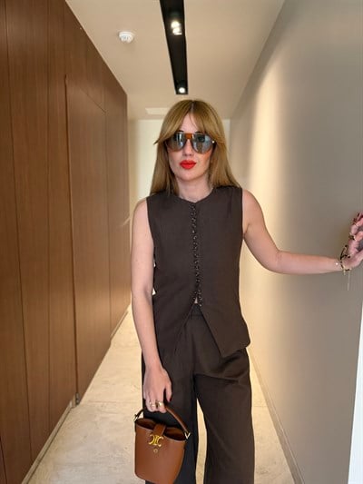 Orijinal Model , Sık Düğmeli , Acıkahve , Premium Keten Takım