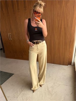 Bej, Yumuşacık Tencel Jean Pantolon